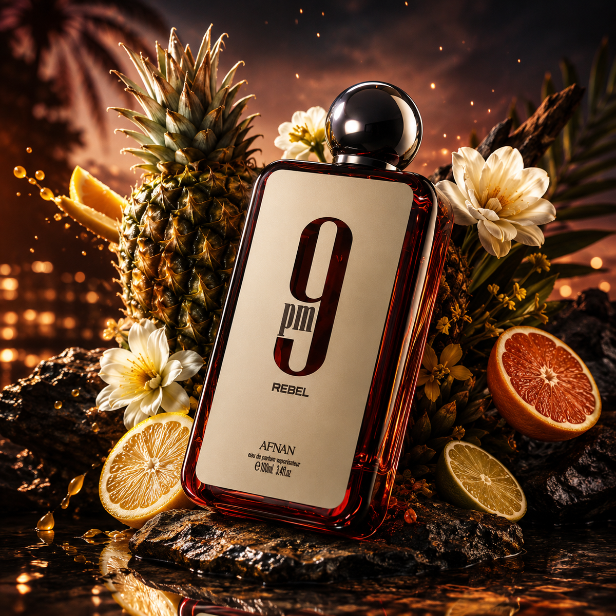 Afnan 9PM Rebel Eau de Parfum 100ml fruity woody amber perfume bottle